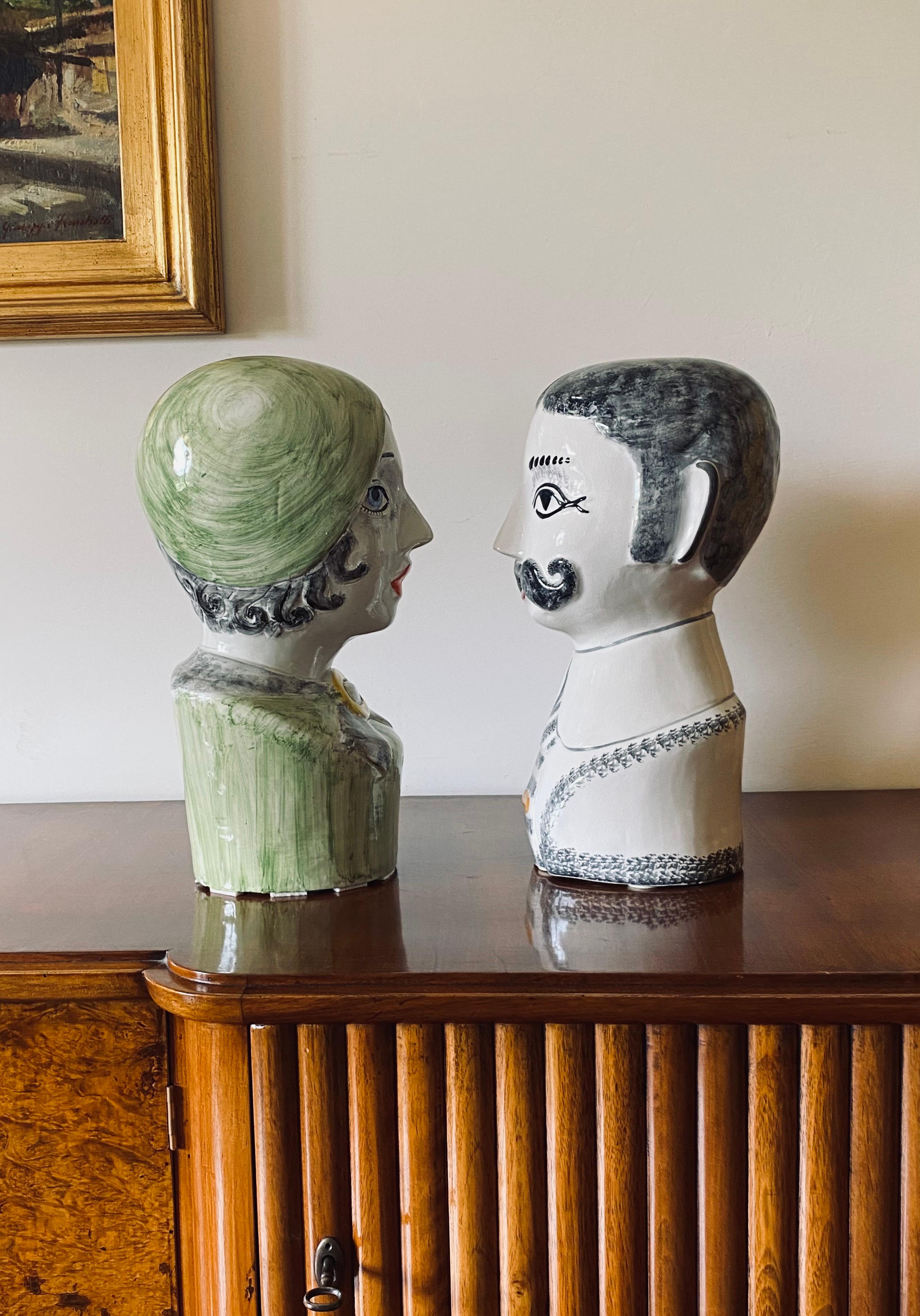 Mid-Century Modern Tarcisio Tosin, Two half-bust sculptures, La Freccia, Vicenza Italy 1960s For Sale