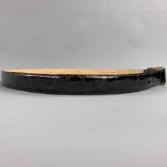 TARDINI Size 40 Black Textured Alligator Leather Belt