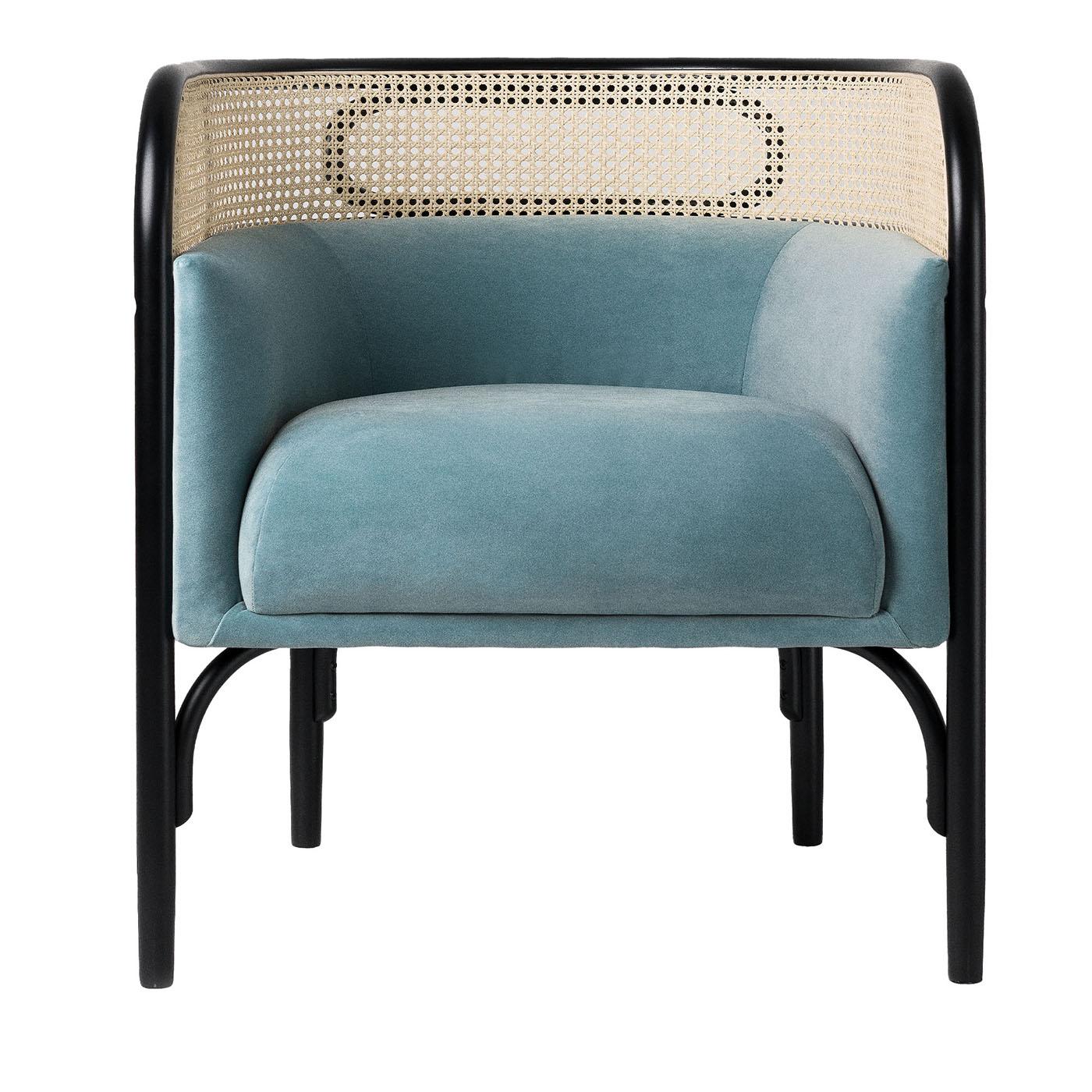 Targa Petit Hellblauer Samt-Sessel