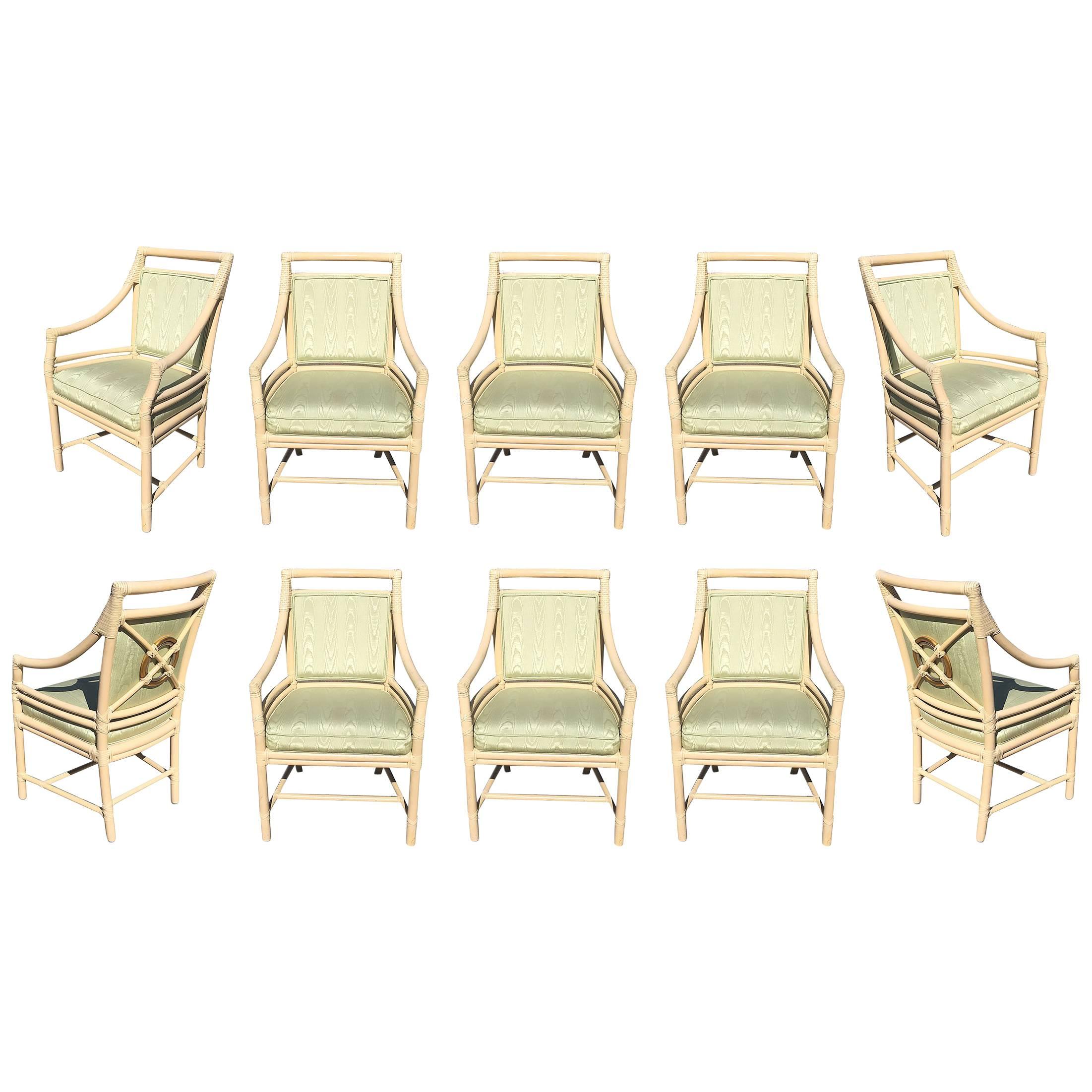 Target Back  Dining Chairs by McGuire, Set of Ten 