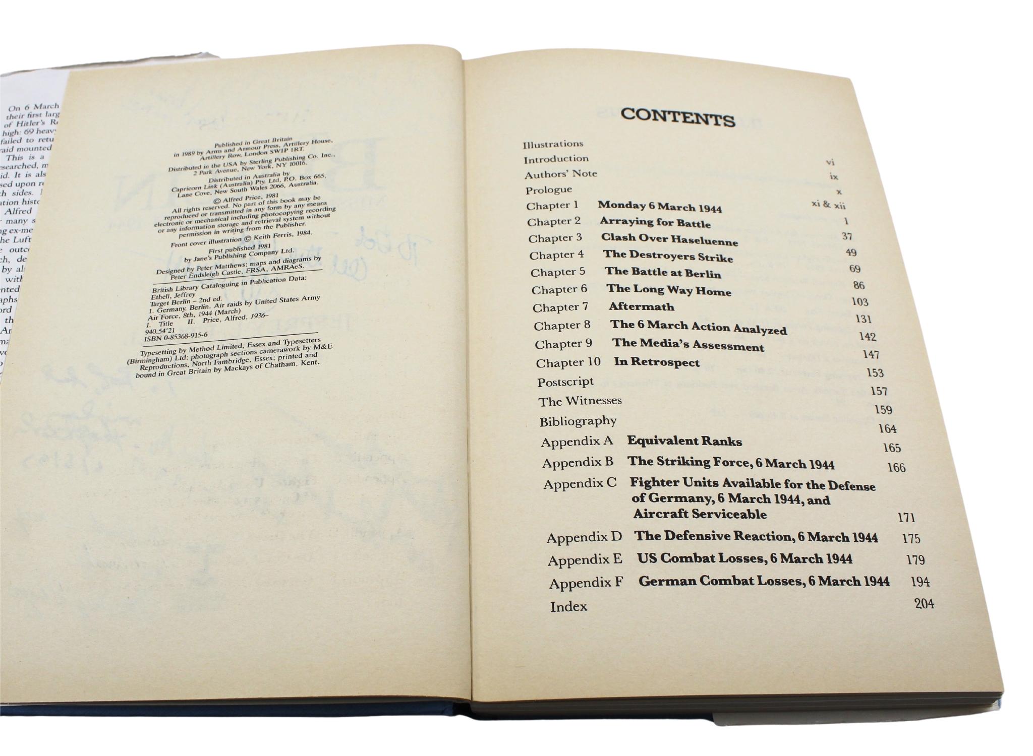 Target Berlin by Jeffrey L. Ethell and Alfred Price, Signed by Author & 8 Pilots 1