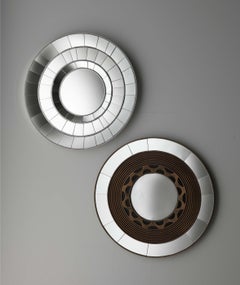 TARGET/P Round Mirror by Piero Manara with Liquid Metal Finish and Zinc