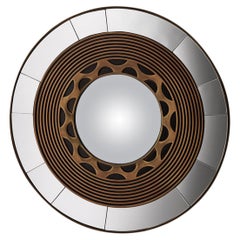 Miroir rond TARGET/P de Piero Manara avec finition en métal liquide et zinc