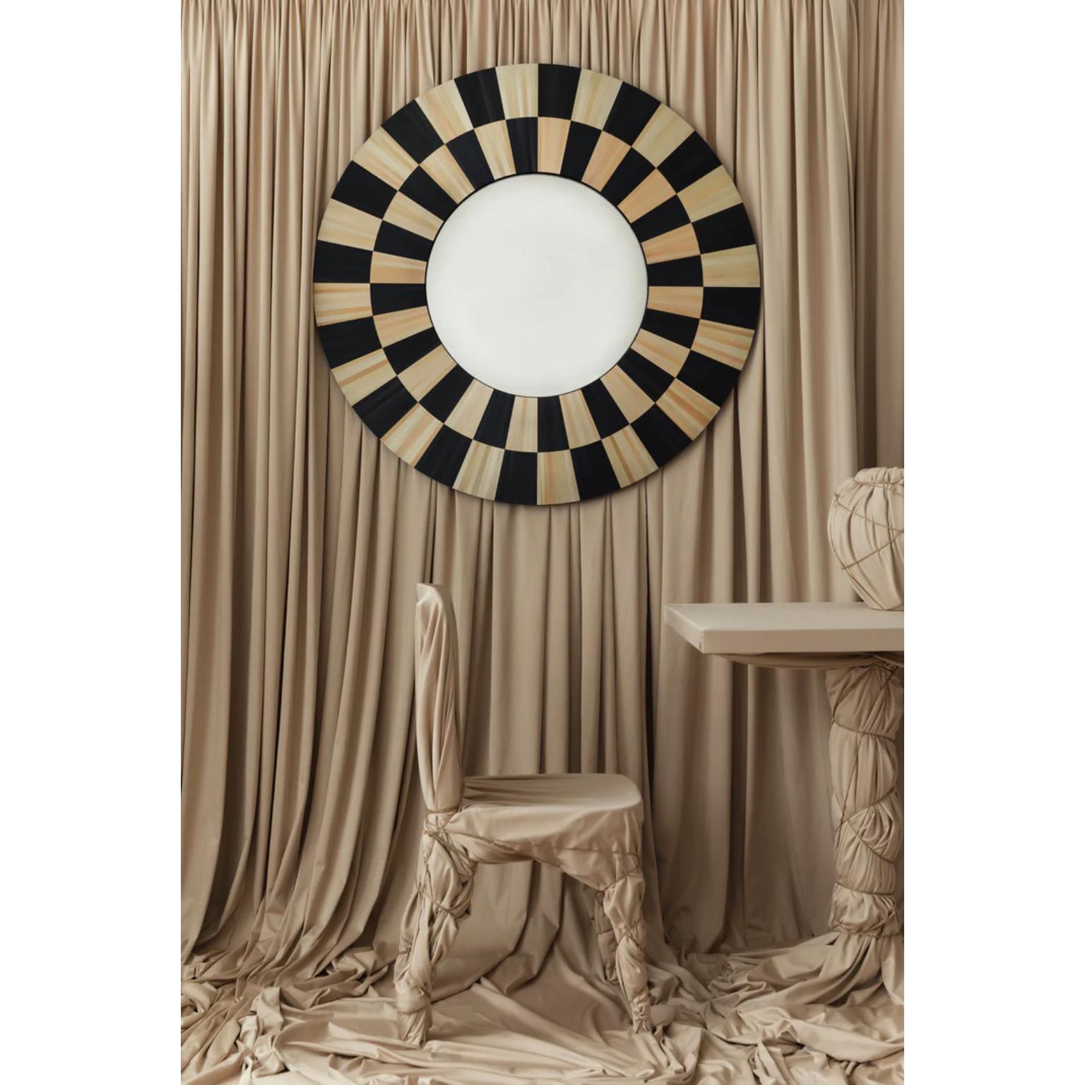 Target Wall Mirror by Ruda Studio
Dimensions: Ø 100 x H 100 cm.
Materials: MDF, painted rye straw and mirror.
Weight: 10 kg.

Dimensions are customizable. Please contact us. 

We create not just functional objects, but communicate with society