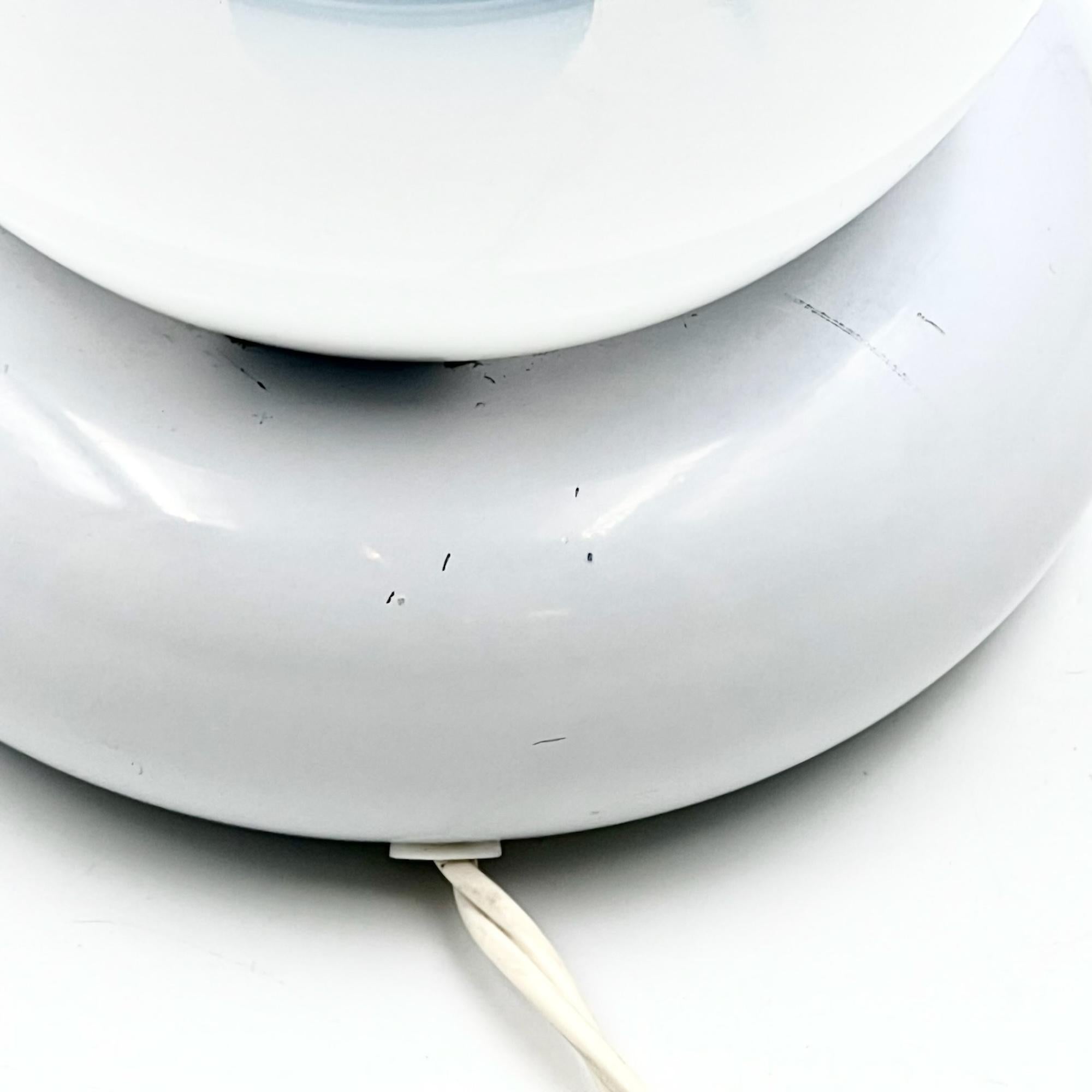 Metal Targetti Sankey 70s Table Lamp - Minimalist White Base and Gradient Glass Sphere