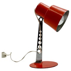 Targetti Sankey Italian Desk Lamp, Orange Metal and Chrome, 1970s