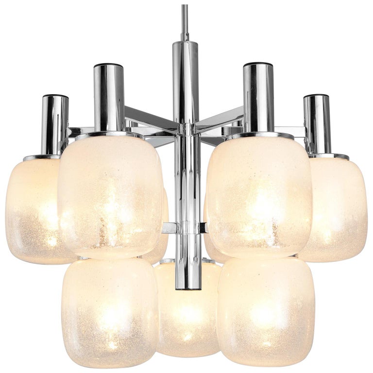 Targetti Sankey Chandelier in Glass and Chromed Metal For Sale