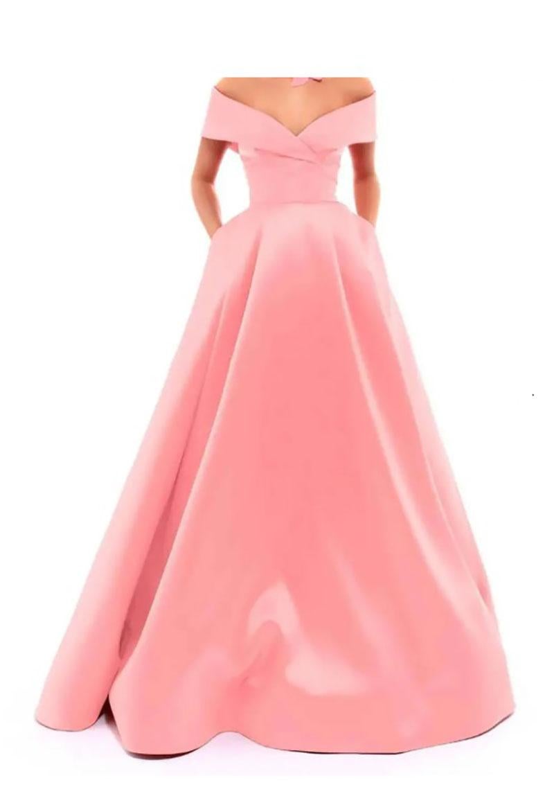 TARIC EDIZ 

Dance the night away at Prom 2020 while wearing Tarik Ediz
This satin dress feature a corset-like bodice and a stunning twisted envelope off the shoulder neckline

Coral Color

Size EU 42 - US 6 

Brand new, with tags.
 100% authentic