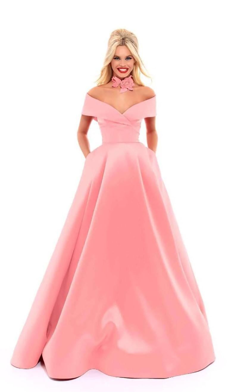 TARIC EDIZ CORAL PINK BALL GOWN DRESS Sz EU 42 In New Condition In Montgomery, TX