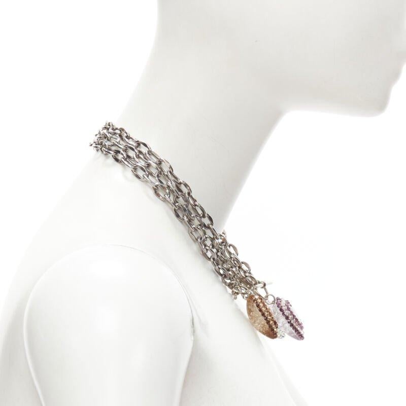 TARINA TARANTINO Lot of 3 Y2K jewel rhinestone heart silver chain necklace 1
