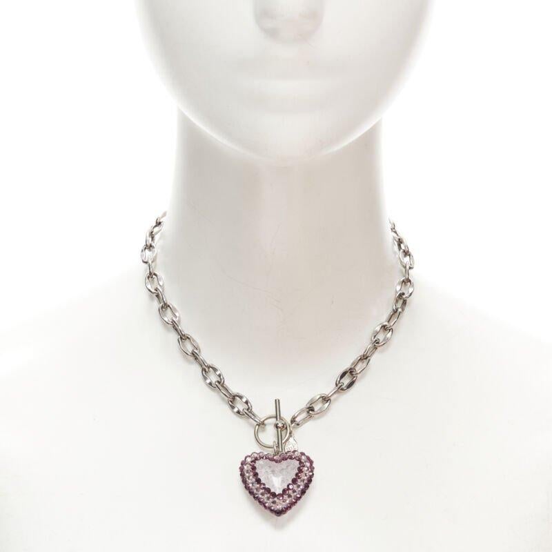 TARINA TARANTINO Lot of 3 Y2K jewel rhinestone heart silver chain necklace 3