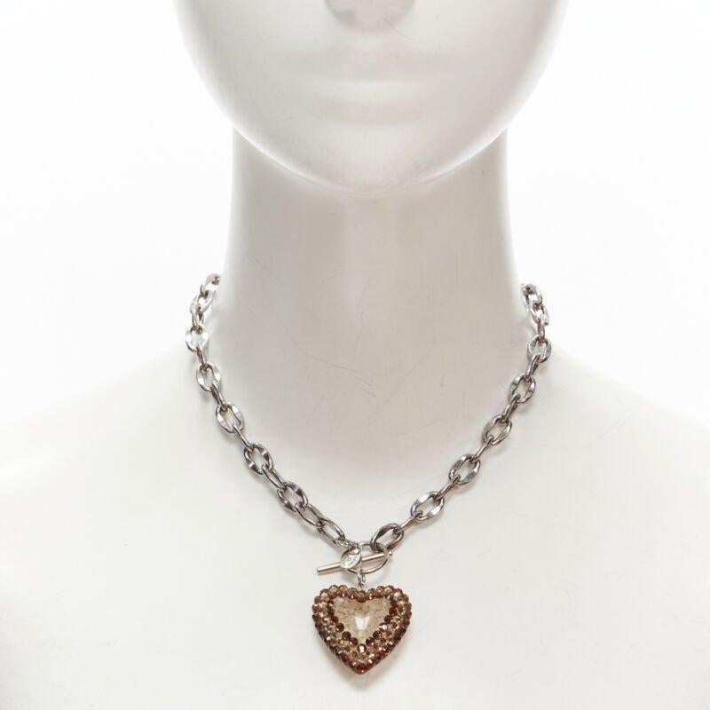 TARINA TARANTINO Lot of 3 Y2K jewel rhinestone heart silver chain necklace 4