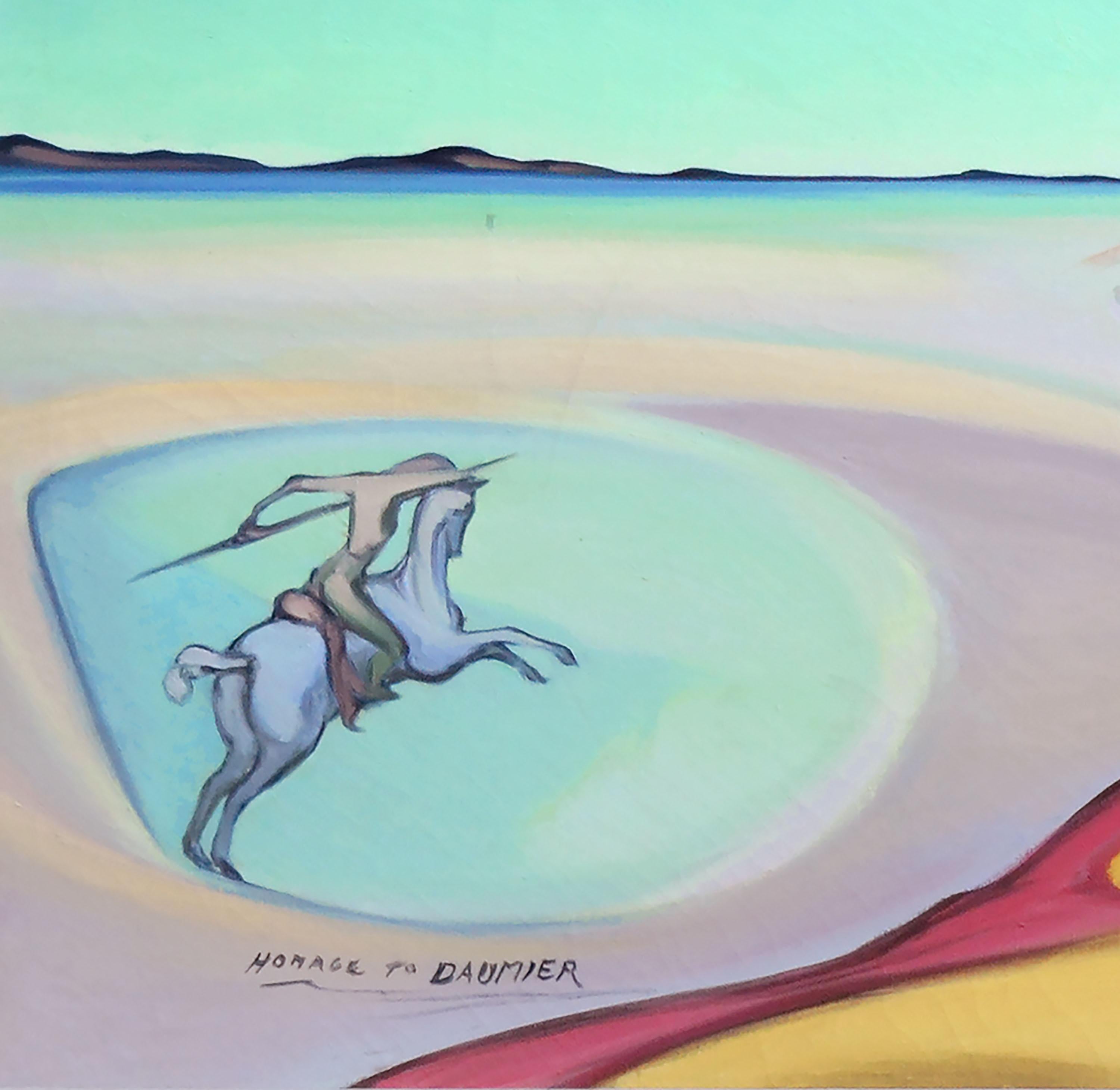 Paisaje figurativo surrealista a gran escala, homenaje a Daumier por Tarmo Pasto 3