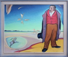 Vintage Large-Scale Surrealist Figurative Landscape, Homage To Daumier by Tarmo Pasto