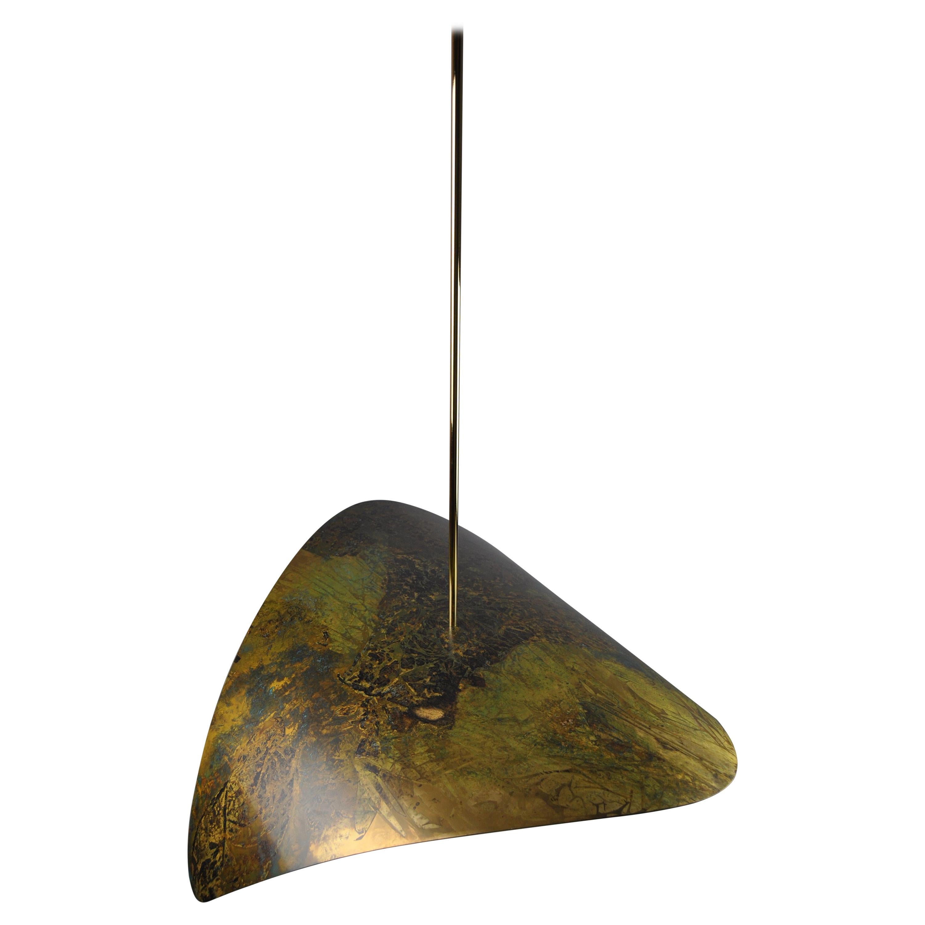 Tarnished Bronze Handmade Swedish Sculptural Pendant at 39”/ 95cm diameter For Sale 2