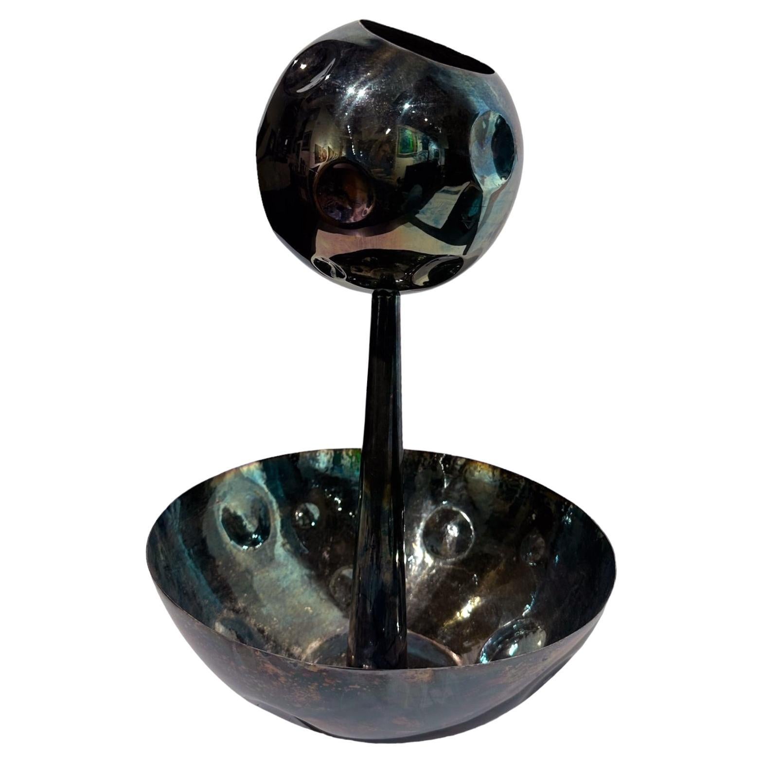 Tarnished Metal Vessel/Bowl, Sculptural Object by Raju Peddada - "Lacuna"