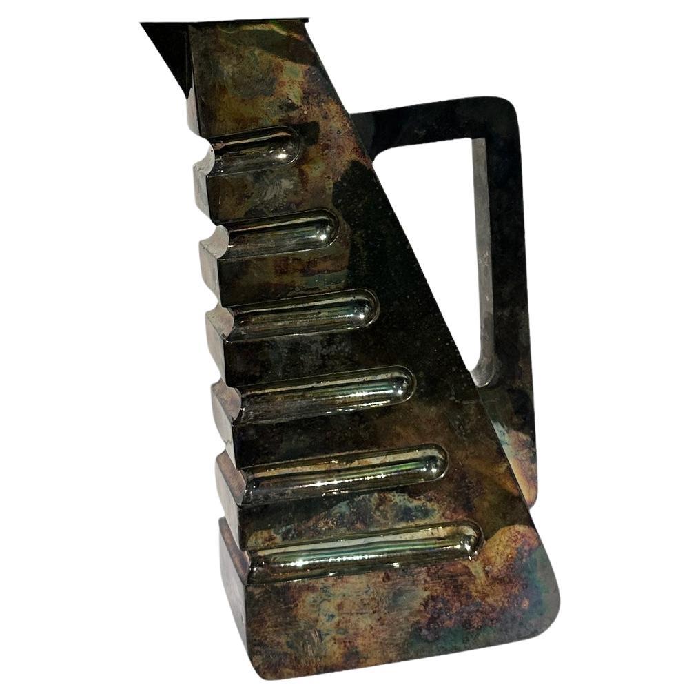 Tarnished Metal Vessel/Pitcher, Sculptural Object by Raju Peddada - "Platoon" For Sale