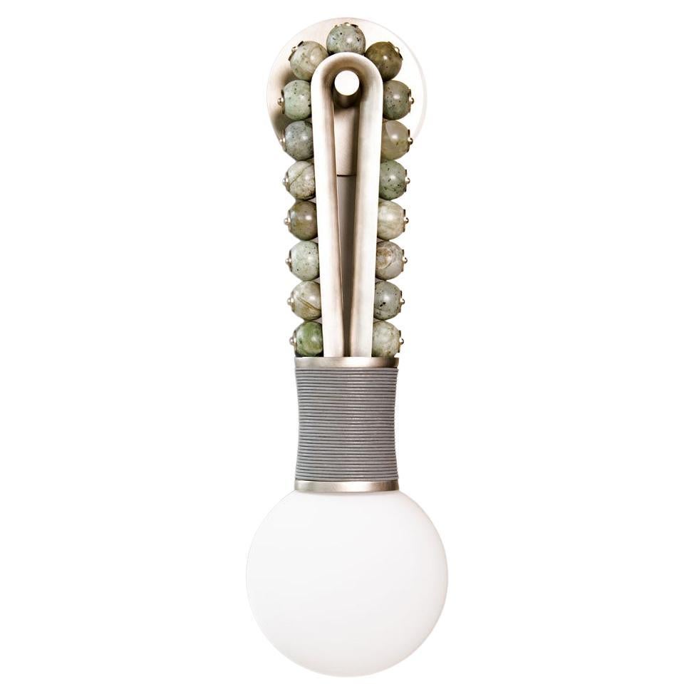 Tarnished Silver with Jade Beading and Leather Loop Sconce, Apparatus