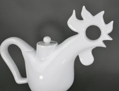 Taro Okamoto White Porcelain Japanese Avant-garde Rooster Teapot Sculpture