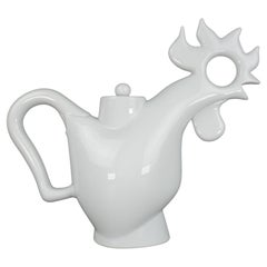 Taro Okamoto White Porcelain Japanese Avant-garde Rooster Teapot Sculpture