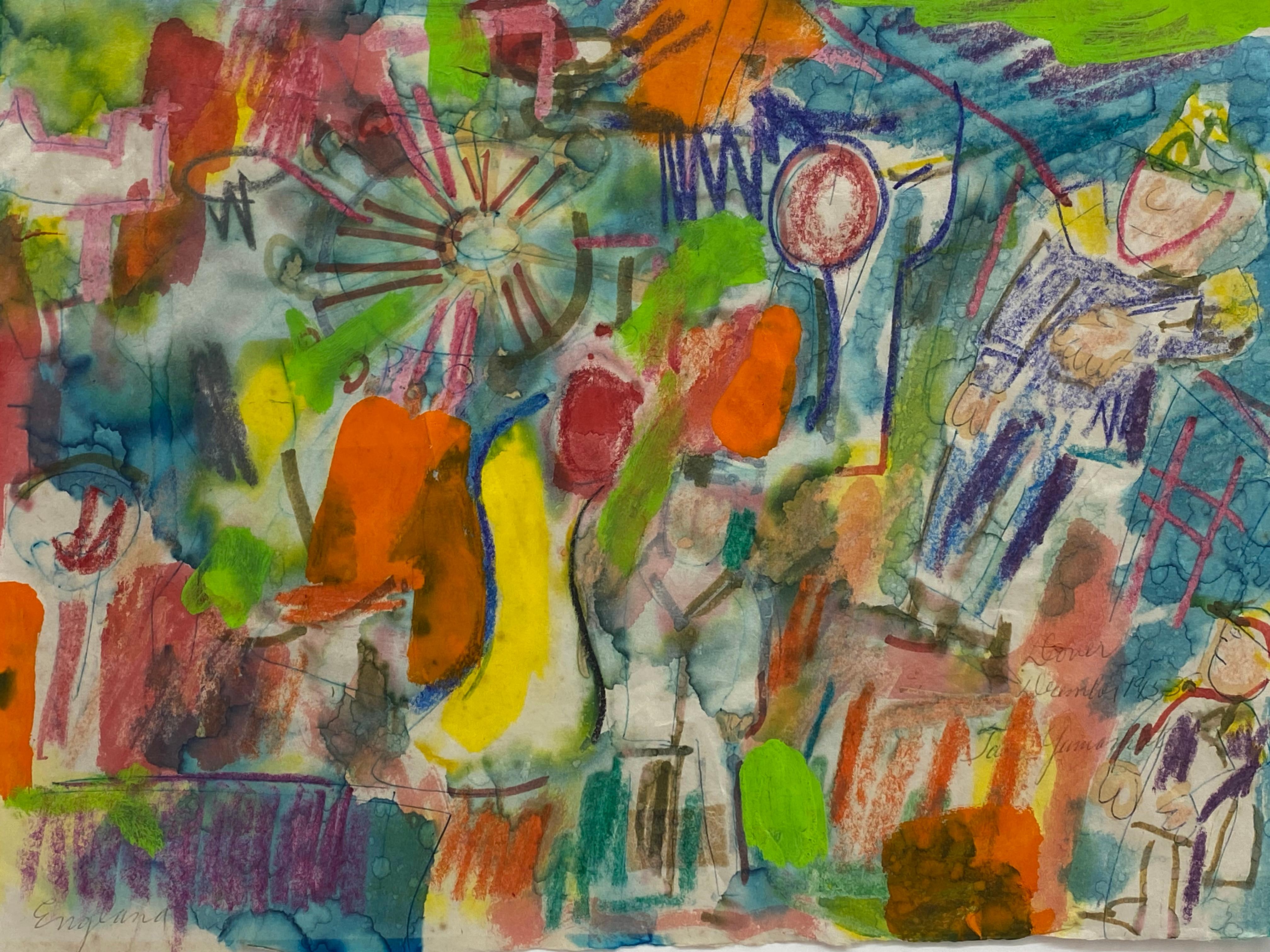 Taro Yamamoto 1953 Provincetown Gemälde in Mischtechnik 