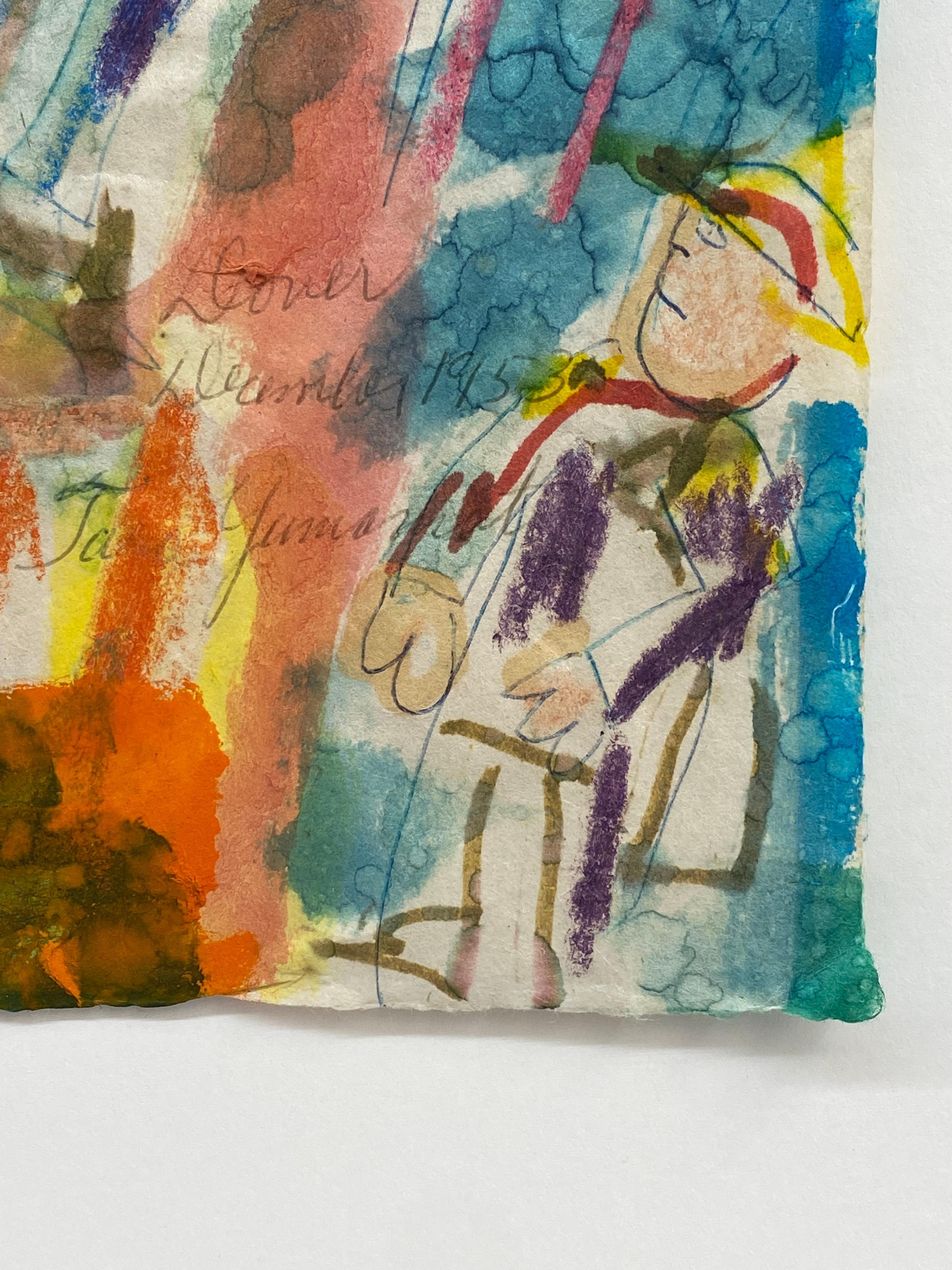 Taro Yamamoto 1953 Provincetown Gemälde in Mischtechnik 