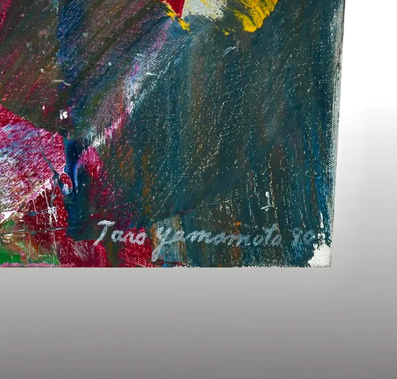 Grande peinture expressionniste abstraite colorée de l'école de New York - Marron Abstract Painting par Taro Yamamoto