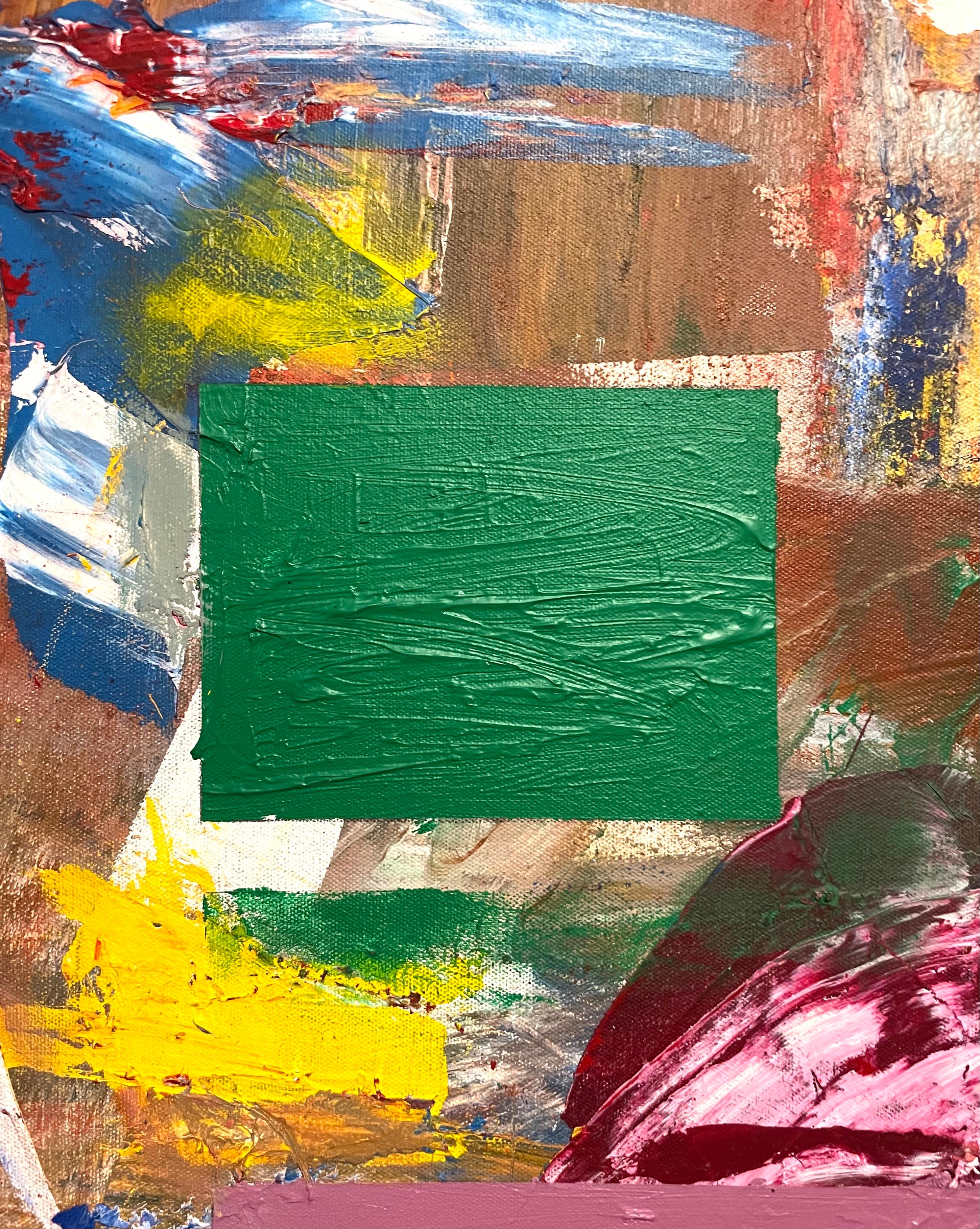 Gran pintura expresionista abstracta colorista de la escuela de Nueva York en técnica mixta en venta 1