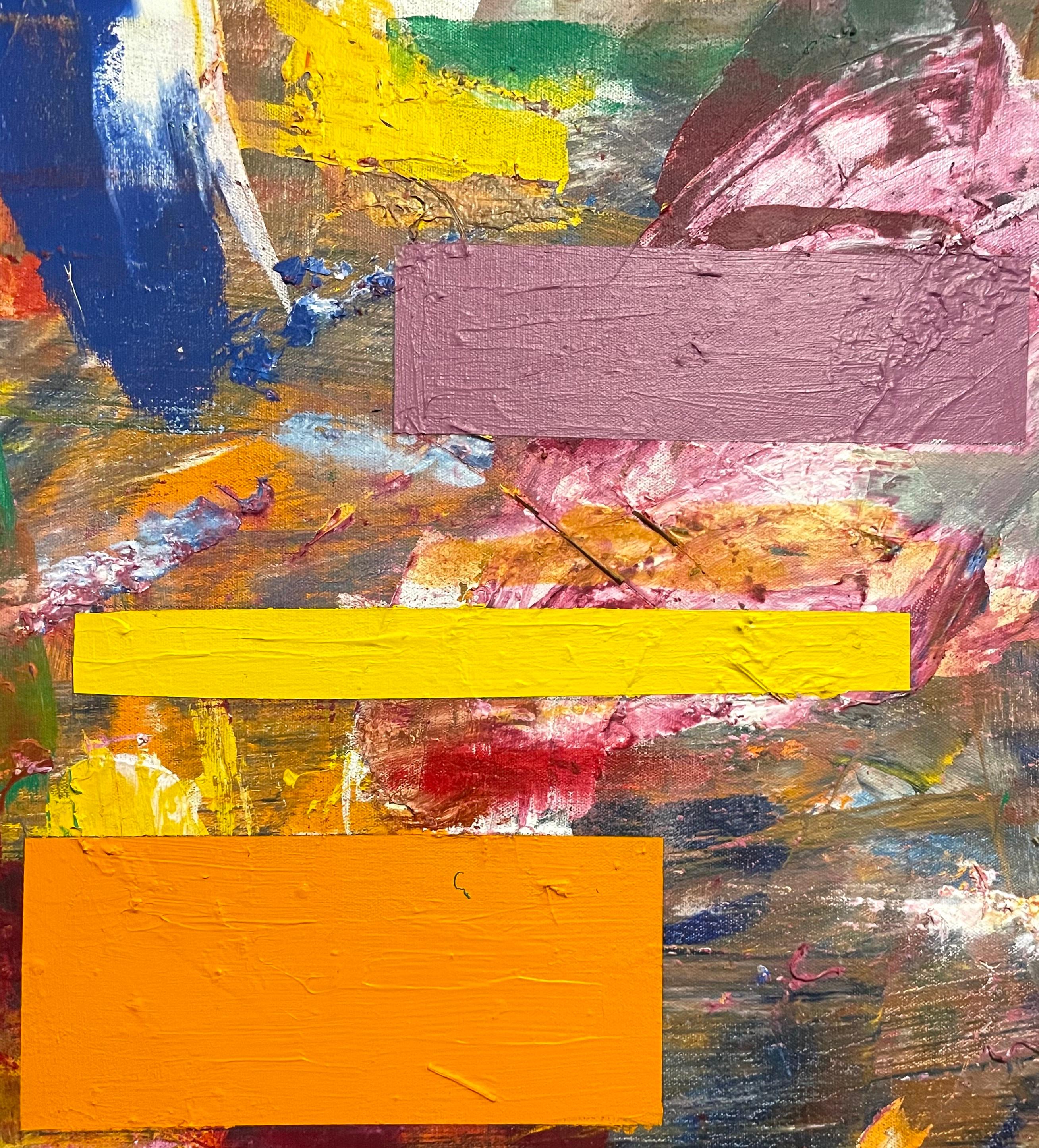 Gran pintura expresionista abstracta colorista de la escuela de Nueva York en técnica mixta en venta 2