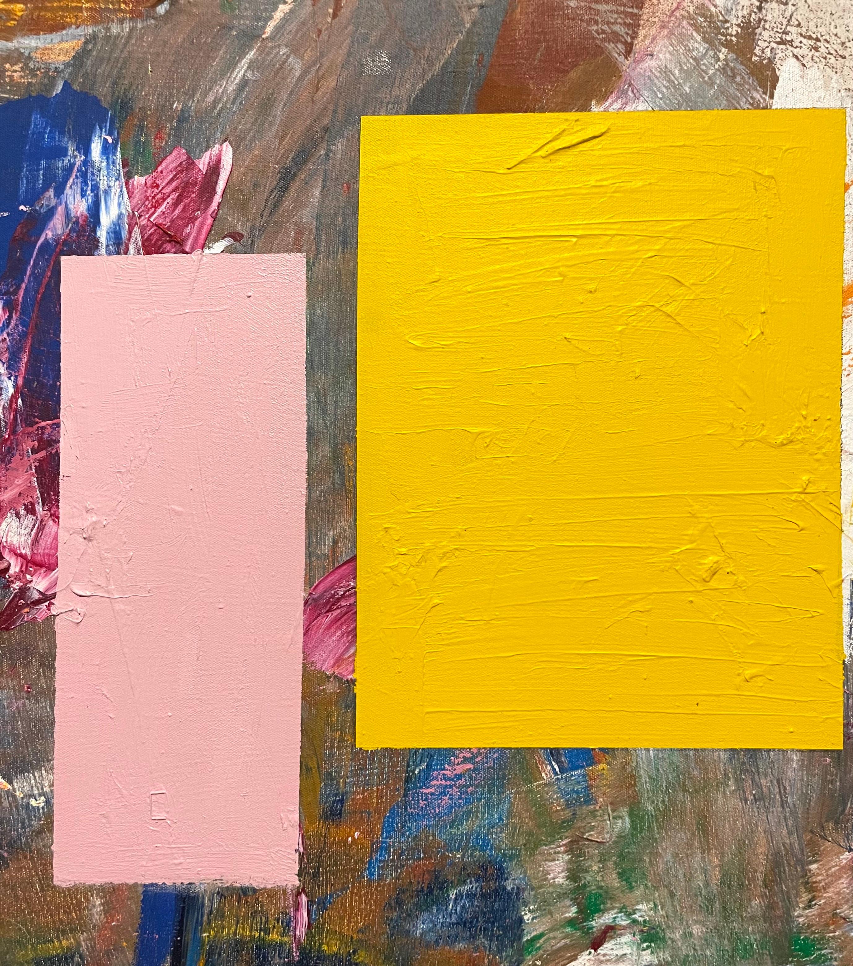 Gran pintura expresionista abstracta colorista de la escuela de Nueva York en técnica mixta en venta 3