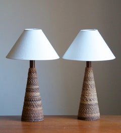 Tarogo Japan, Table Lamps, Wood, Waxed Cord, Philippines, 1980s