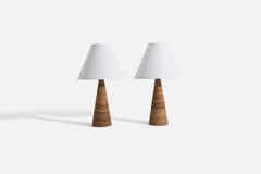 Tarogo Japan, Table Lamps, Wood, Waxed Cord, Philippines, 1980s