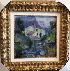 Tarrasso 7 quadratisch. Haus auf dem Lande. Original-Acrylgemälde