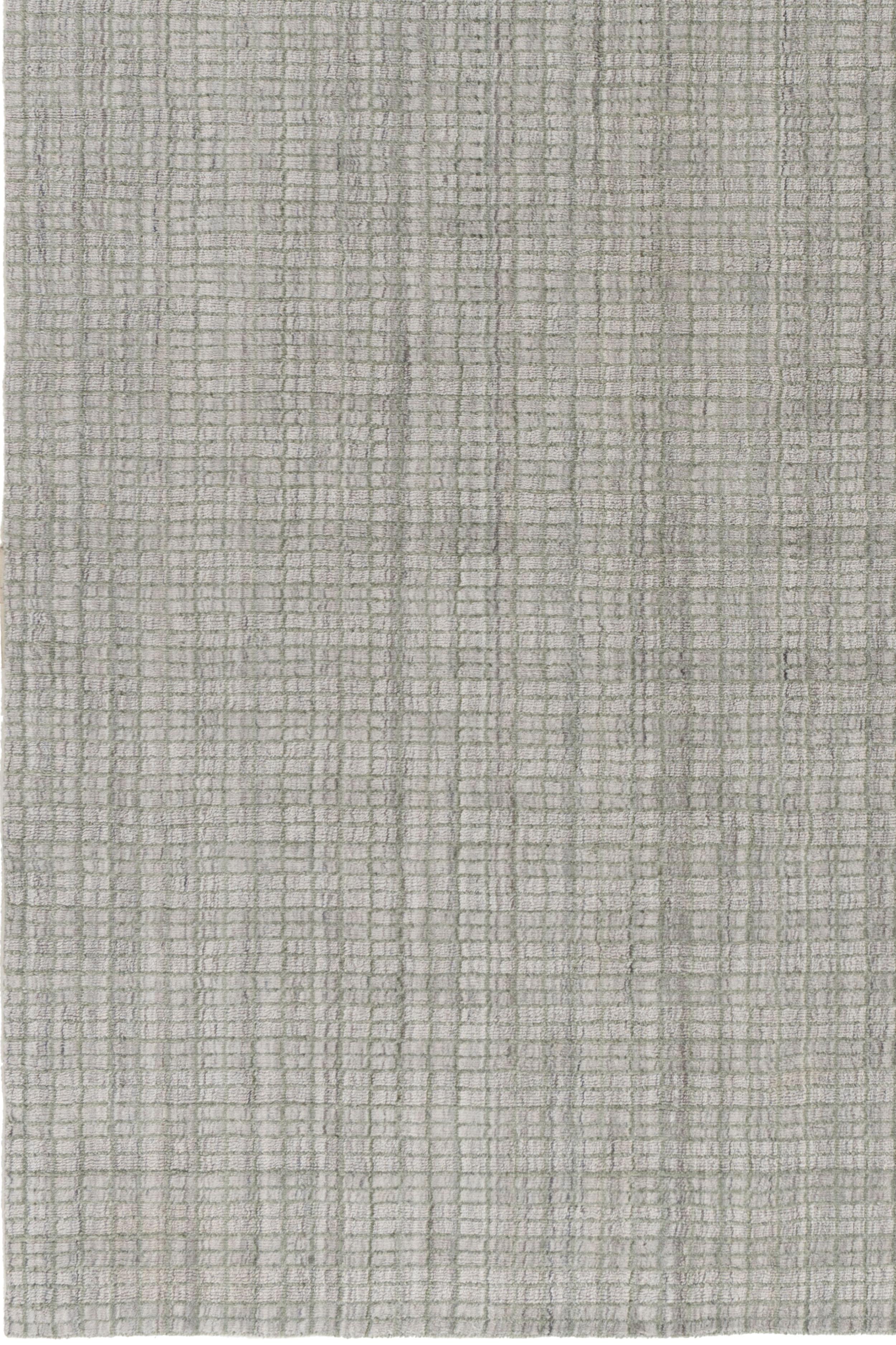 Contemporary Tartan Green Indoor Outdoor Hand Loomed Rug, 8' x 10' For Sale