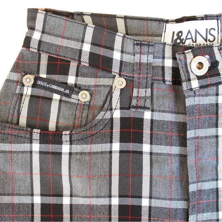 Dolce & Gabbana Gray Check Tartan Wool Skinny Pants