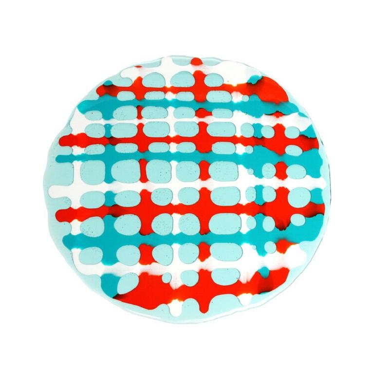 Set of 4 Tartan Placemats Aqua, Matt Turquoise, Orange, White by Paola Navone