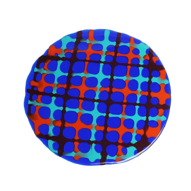 Set of 4 Tartan Placemats Blue, Matt Turquoise, Orange, Burgundy by Paola Navone For Sale