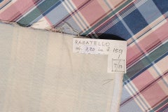 Light Blue and Pink Tartan Satin Fabric, Machine-Made, Italy, 1990s