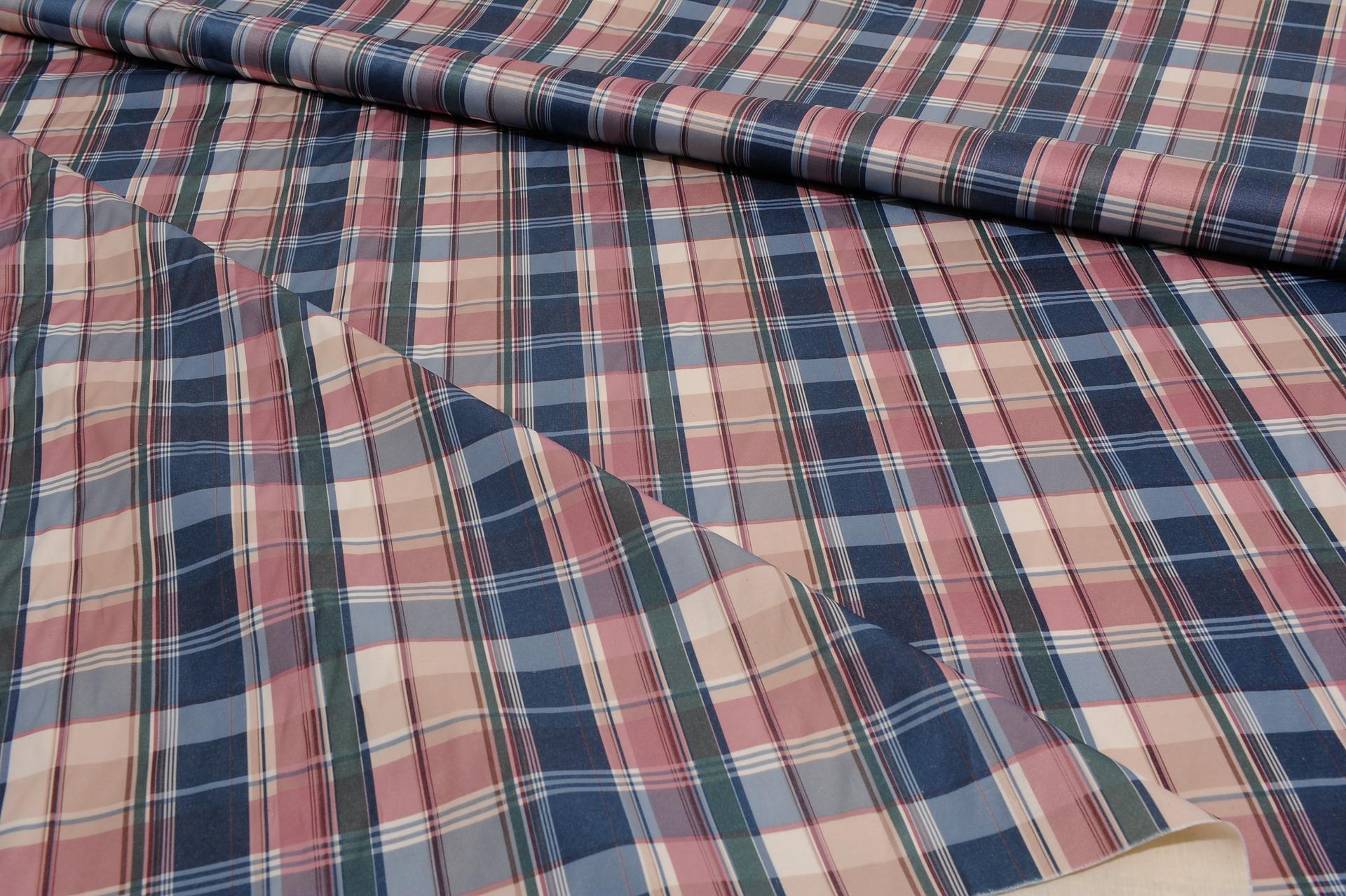 Italian Tartan Satin Textile Fabric: On OFFER For Sale