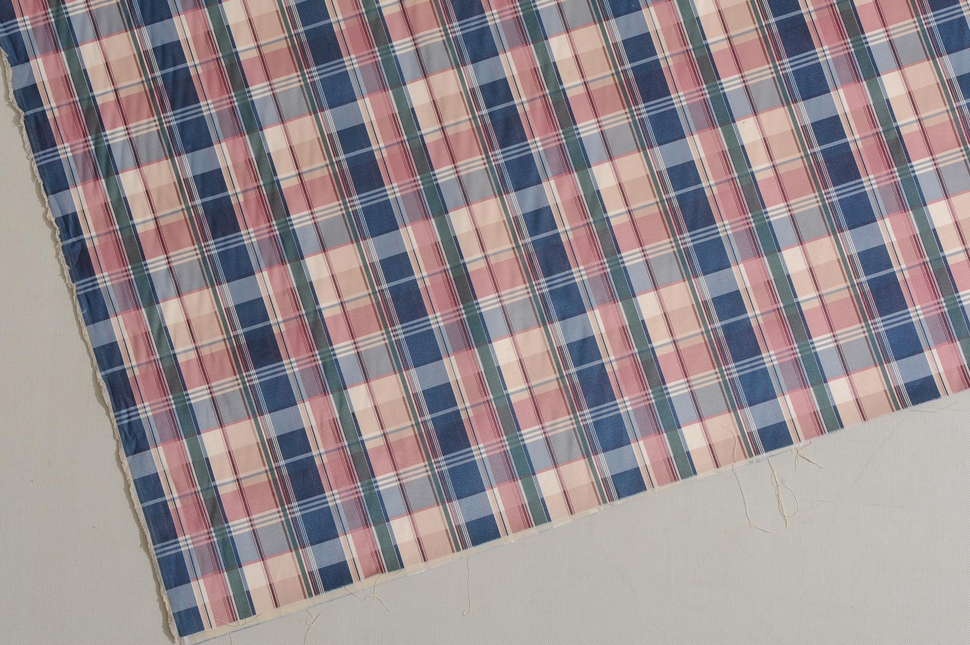 Machine-Made Tartan Satin Textile Fabric: On OFFER For Sale