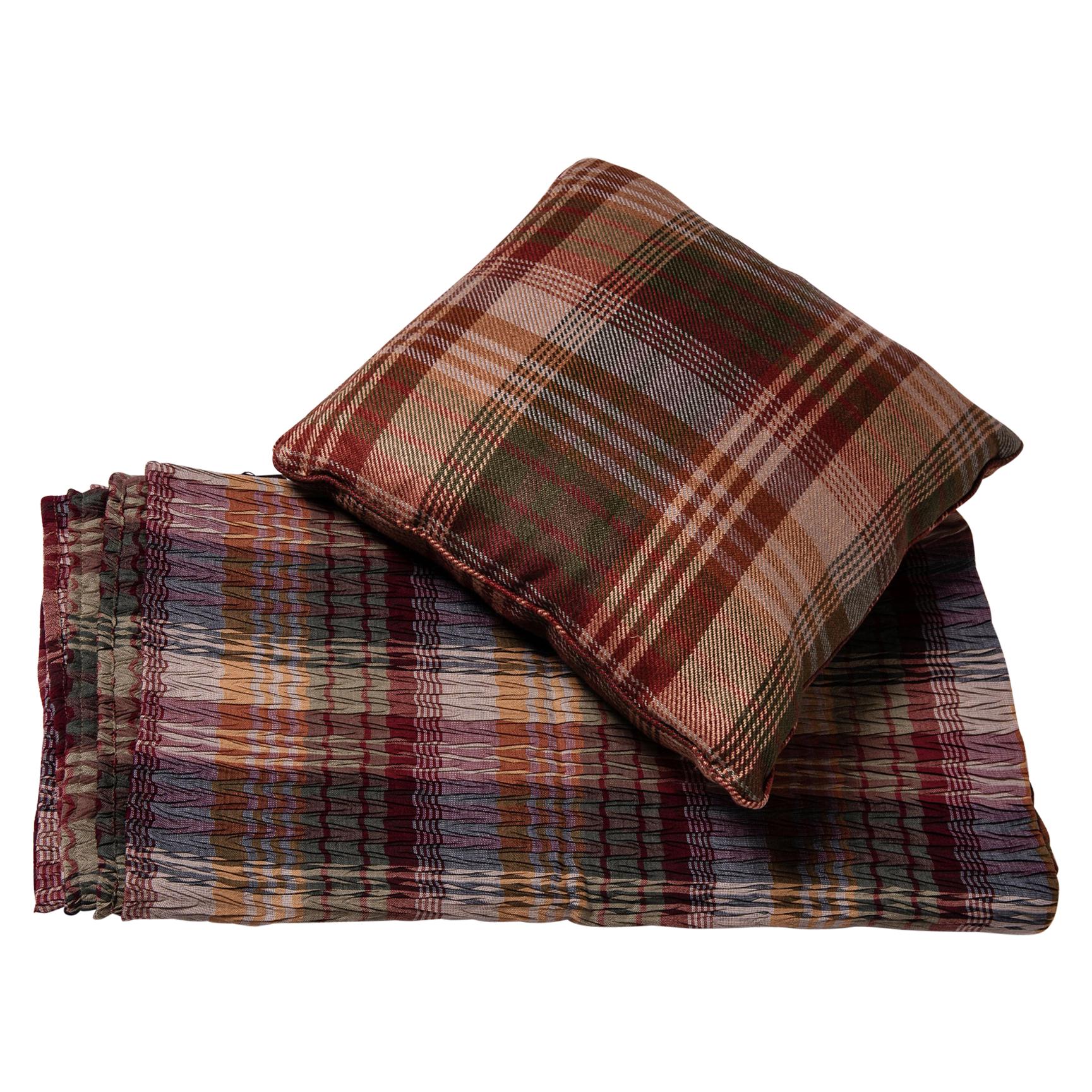   MULBERRY Tartan Cover or Plaid with Pillow  For Sale