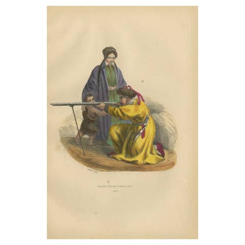 Tartar Family in Traditional Dress: 19th Century Ethnographic Illustration