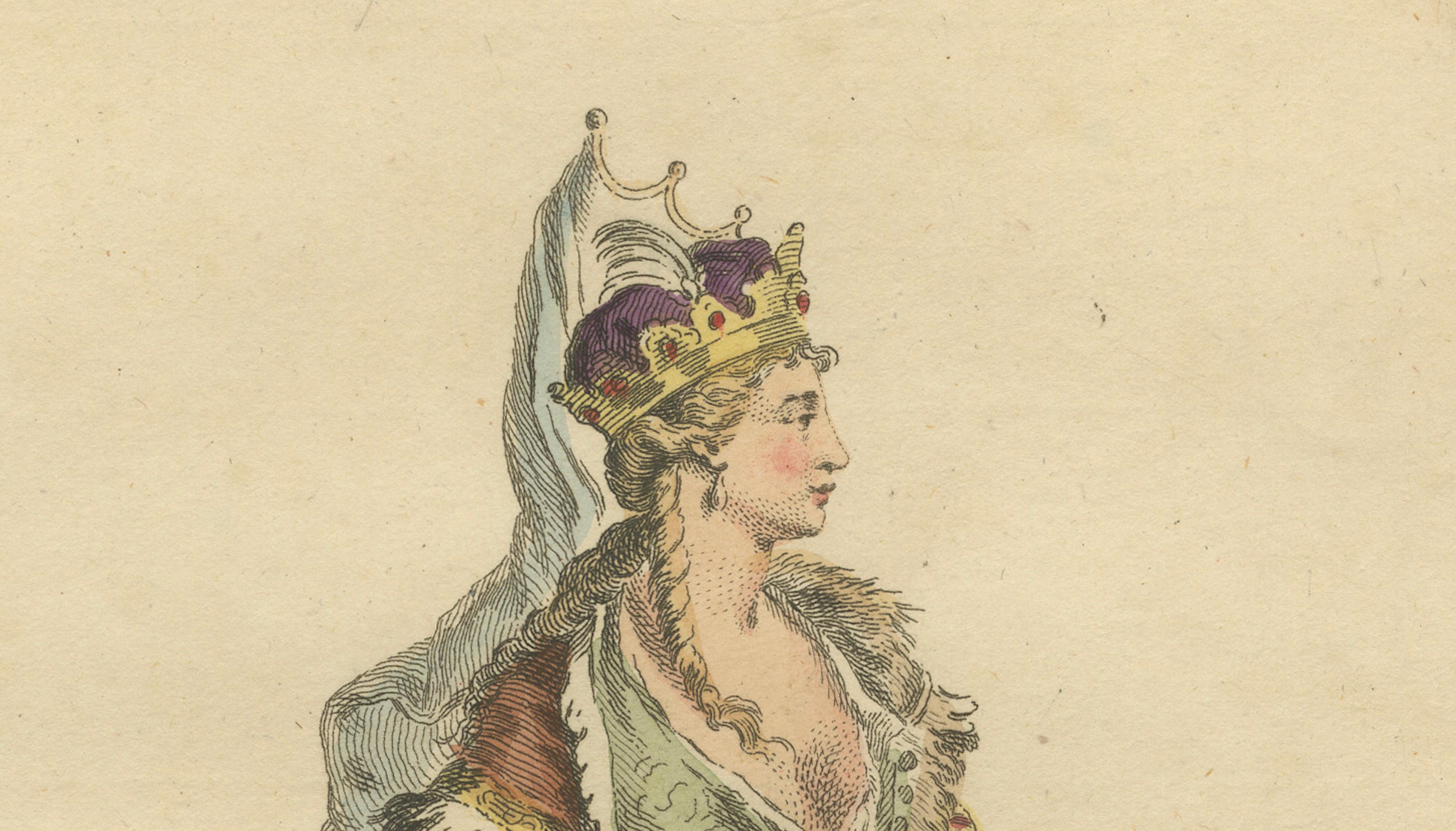 Tartar Princess Costume Print, Hand-Colored Engraving by Jefferys, 1749