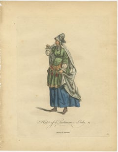 Tartar Princess Costume Study, Elegant Hand-Colored Engraving, 1749