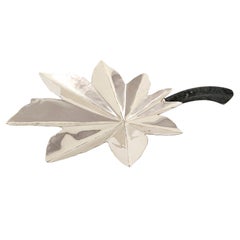 Tartaro Leaf Large Tray, Green Marble & Alpaca Silver