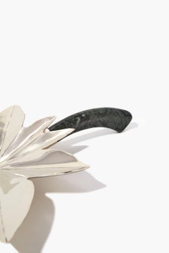 Tartaro Leaf Small Tray, Green Marble & Alpaca Silver