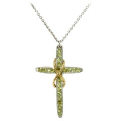 Taru Jewelry Cross and Infinity Peridot Yellow Gold Silver Necklace