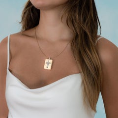 Taru Jewelry Cross Book Diamond Rose Gold Necklace