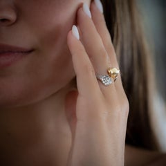 Taru Jewelry Fish Diamond Yellow Gold and Silver Ring
