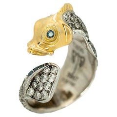 Taru Jewelry Fish Diamond Yellow Gold and Silver Ring